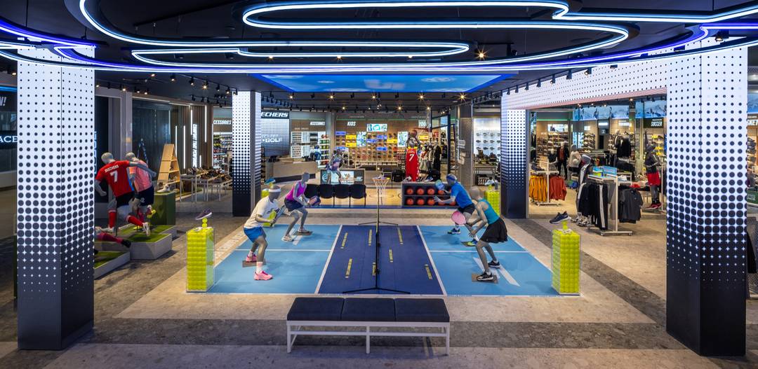 Half size pickleball courts in world's first Skechers Performance store