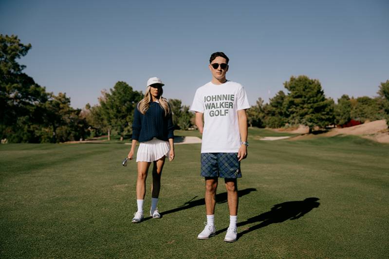 Devereux Golf 'Keep Walking Collection' - Johnnie Walker Golf T-Shirt and Scottish Tartan Mesh Shorts