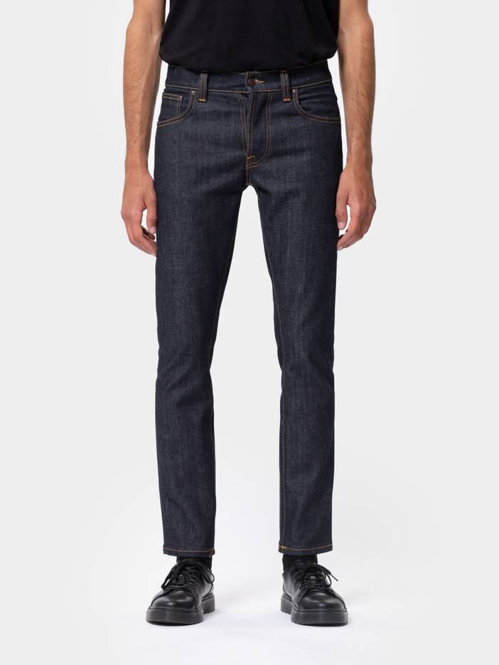 Grim Tim Dry True Navy Mid Waist Slim Leg Men's Organic Jeans W24/L28 Sustainable Denim | Nudie Jeans