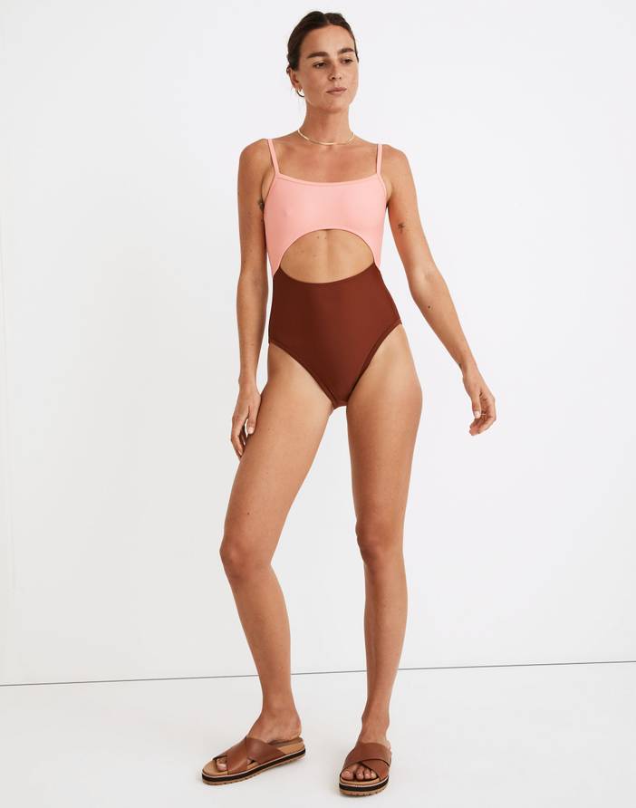 Second Wave Cutout One-Piece Swimsuit in Colorblock | Madewell
