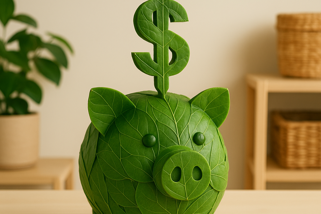 A green piggy bank, visual representation of 'Conscious Capitalism'