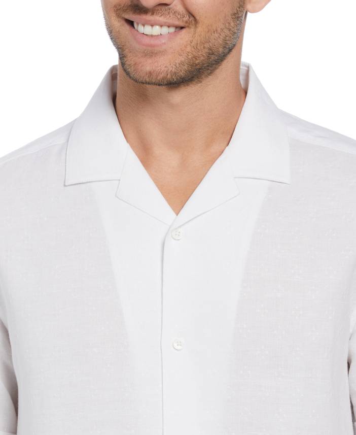 Men's Linen Blend Dobby Camp Collar Short Sleeve Shirt | Cubavera