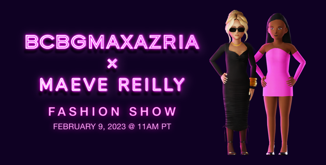 BCBGMaxAzria x Maeve Reilly Decentraland fashion show, NYFW. Image: Decentraland