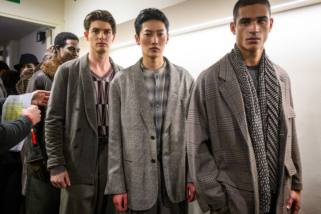 Backstage. Giorgio Armani Fall Winter 2025, Menswear.