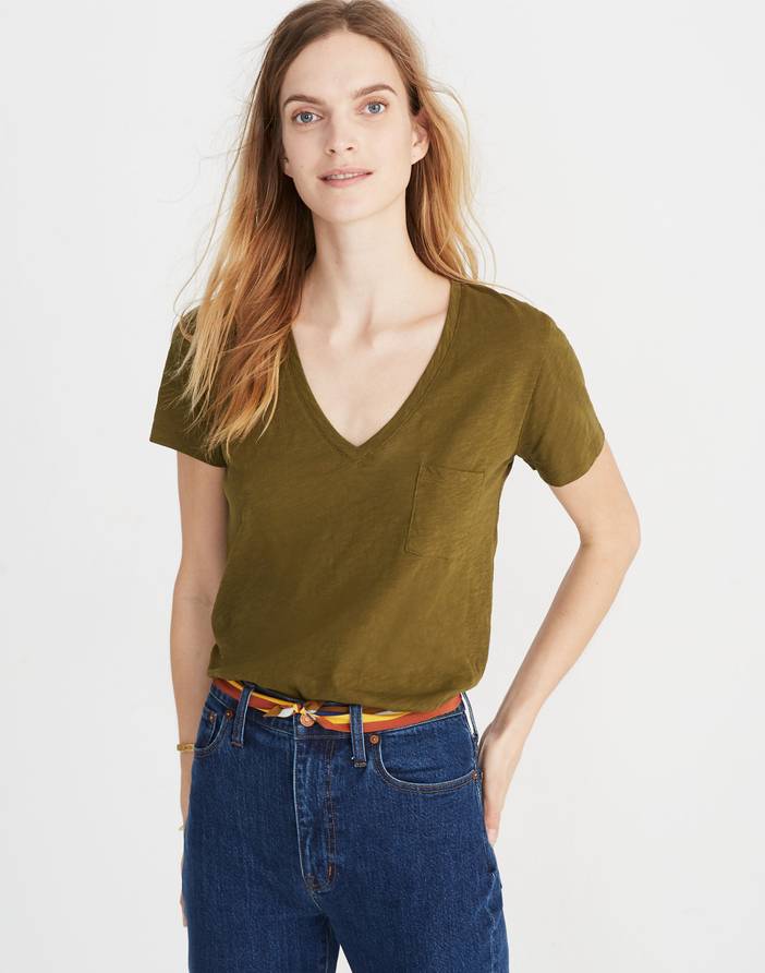 Whisper Cotton V-Neck Pocket Tee | Madewell