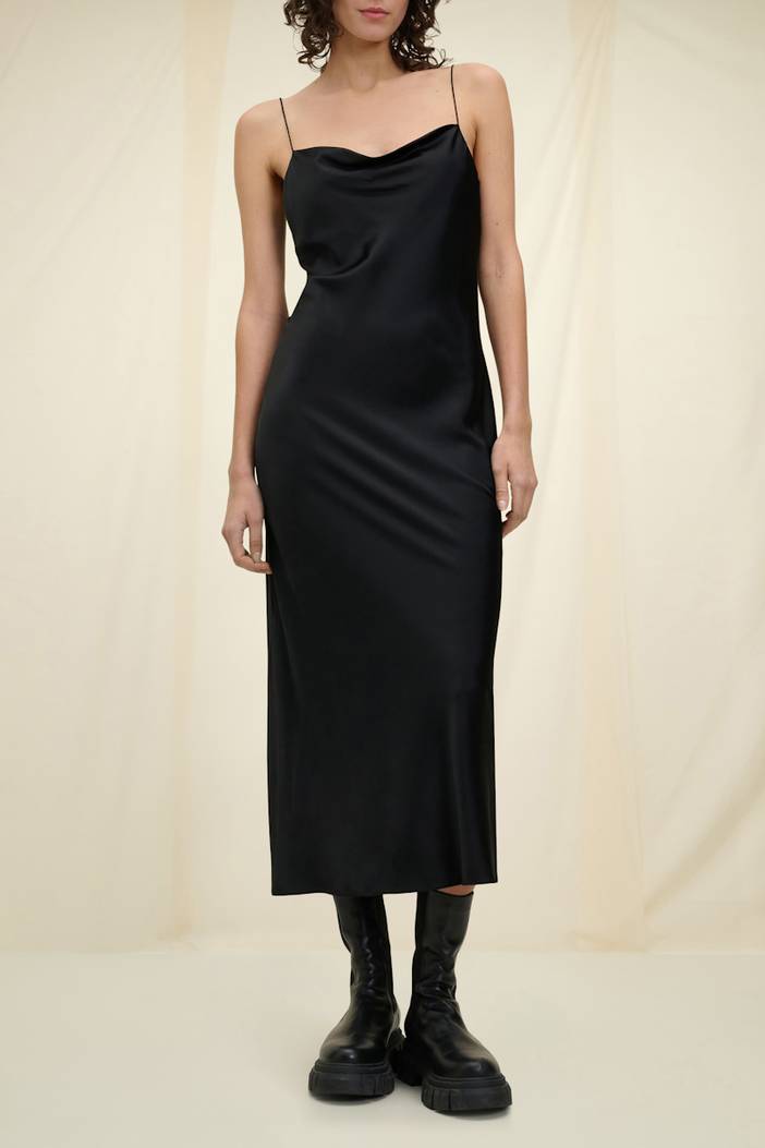 Loosely fitted stretch silk-satin midi-dress | dorothee schumacher