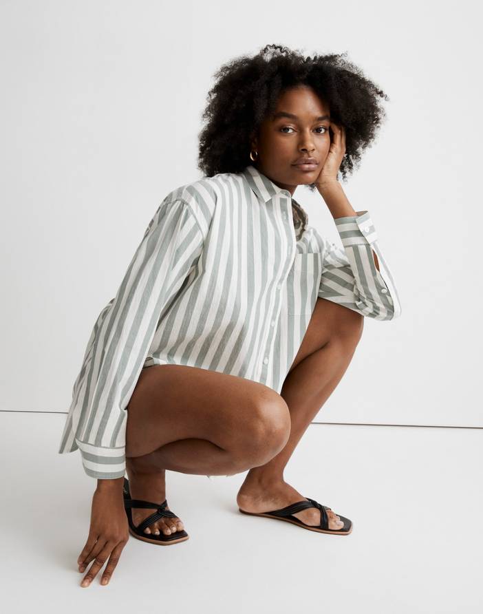 The Signature Poplin Oversized Shirt in Springy Stripe | Madewell