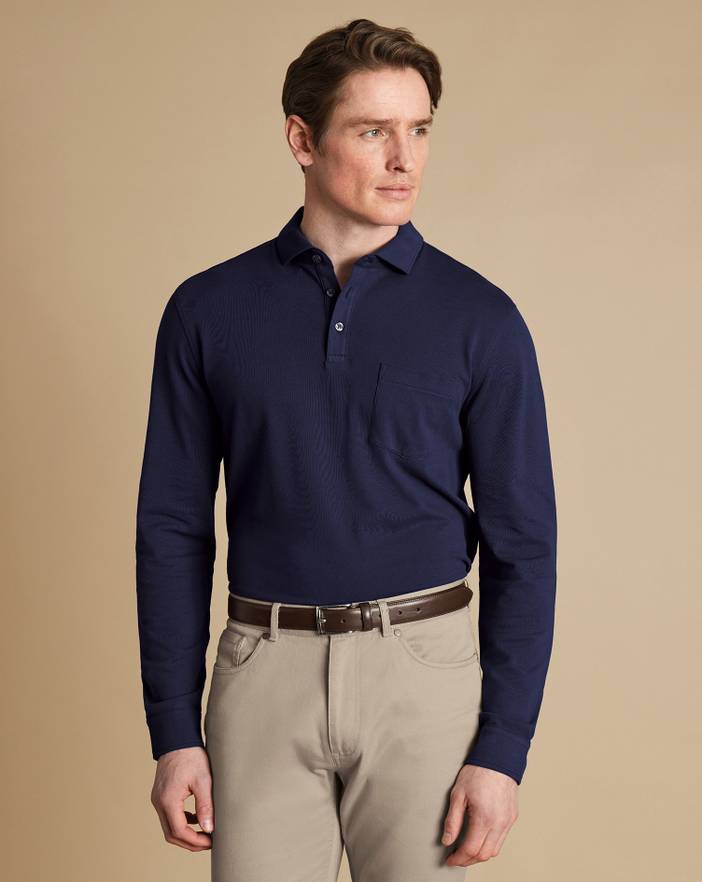 Men's Charles Tyrwhitt Long Sleeve Pique Polo Shirt | Charles Tyrwhitt