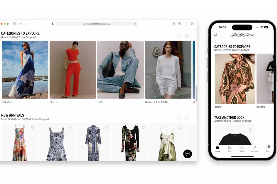 Saks Fifth Avenue AI personalized homepage