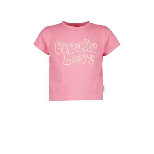 X Senna Bellod T-shirt met tekst roze Meisjes Katoen Ronde hals | Vingino