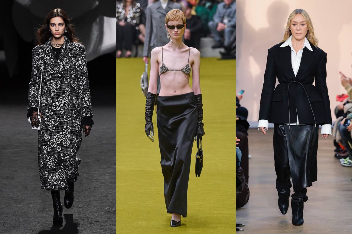 (De izquierda a derecha) Chanel FW23 +2,4k de vistas únicas/Gucci FW23, look más descargado/Proenza Schouler FW23, look que más impacto ha generado. Imágenes: Launchmetrics Spotlight.