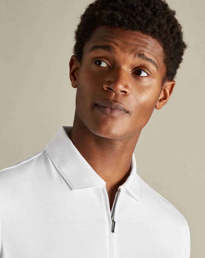 Men's Charles Tyrwhitt Zip-Neck Jersey Polo Shirt | Charles Tyrwhitt