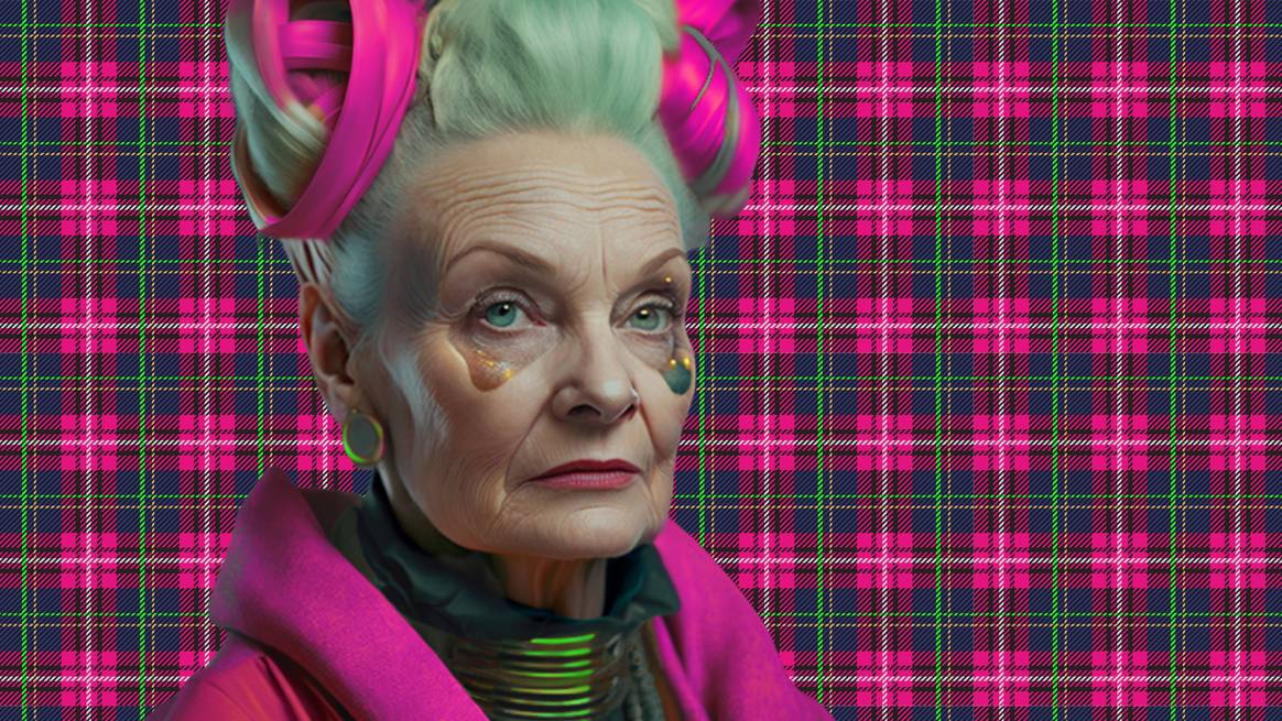 Illustration of Vivienne Westwood by Vueltta. Image: Metaverse Fashion Week, Decentraland
