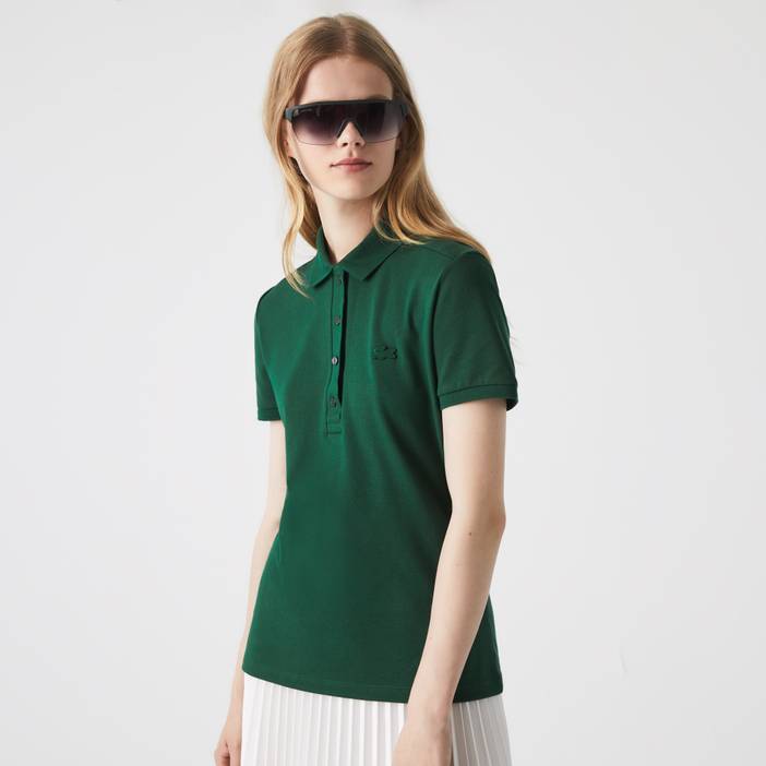 Slim Fit Damen Lacoste Poloshirt aus Stretch-Baumwoll-Piqué | Lacoste