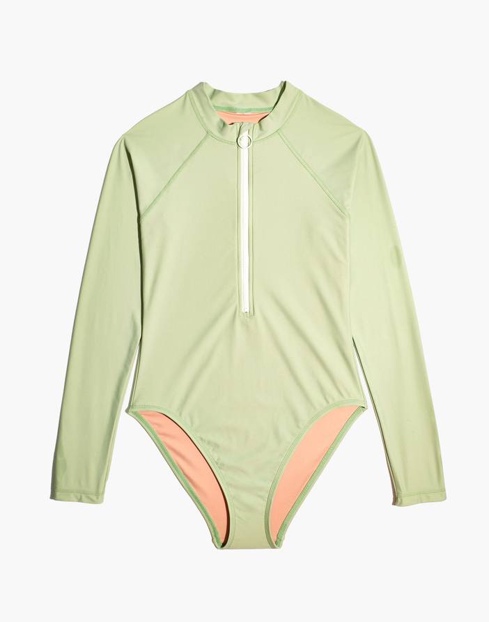 Second Wave Rash Guard One-Piece Swimsuit | Madewell