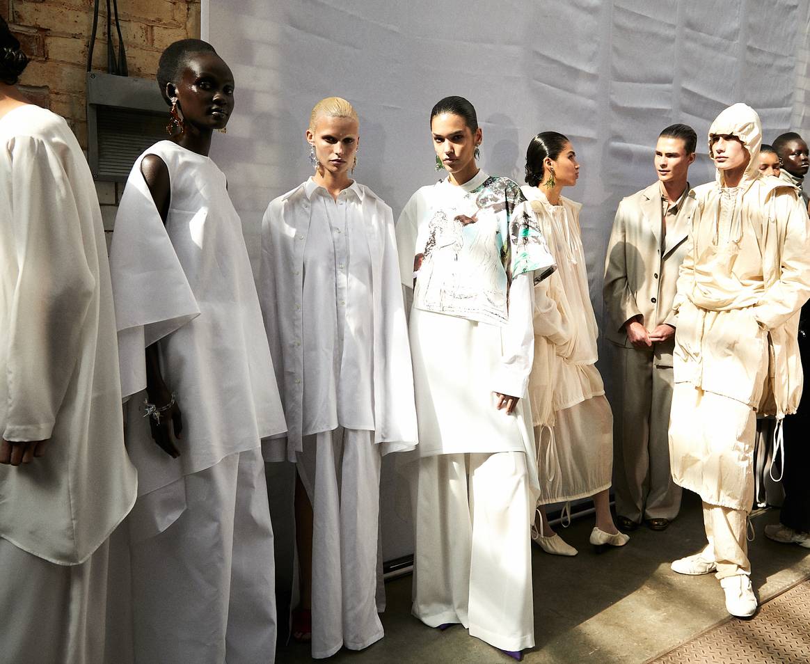Backstage at Qasimi AW24, LFW.