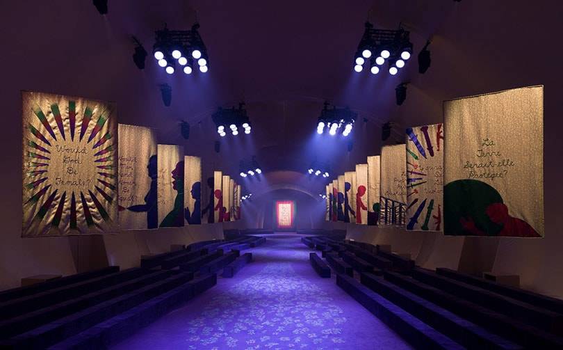 US artist Judy Chicago designs "The Female Divine" set for Dior couture show