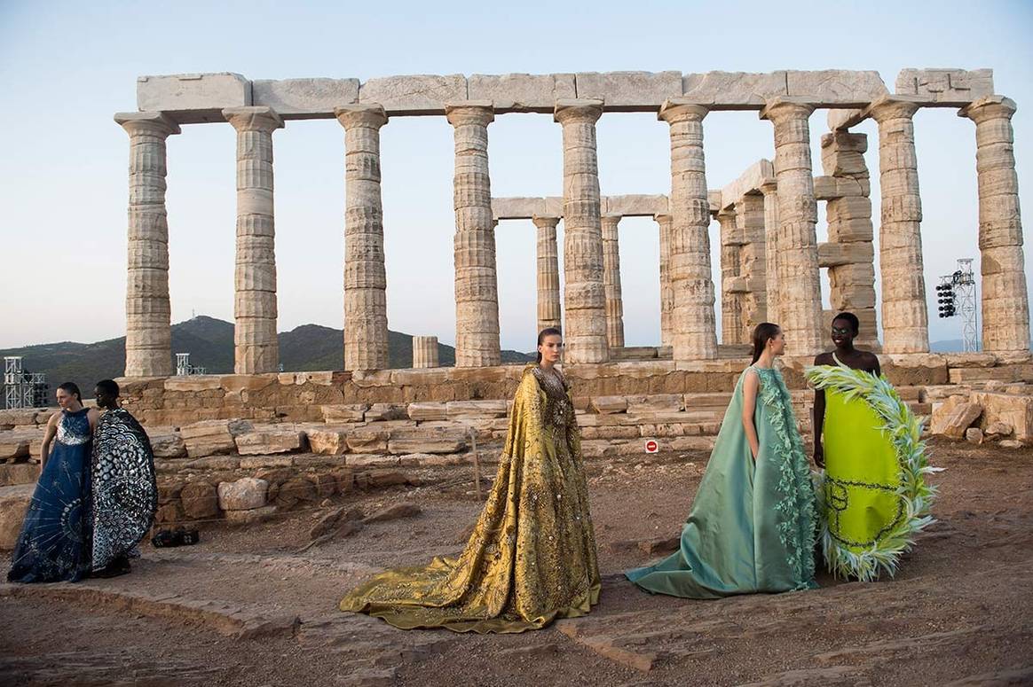 Mary Katrantzou SS20 show at Greece's Temple of Poseidon