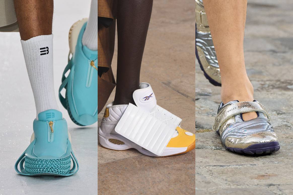 SS24 men's footwear trends. (From left) Namesake, Songzio and Wales
Bonner.