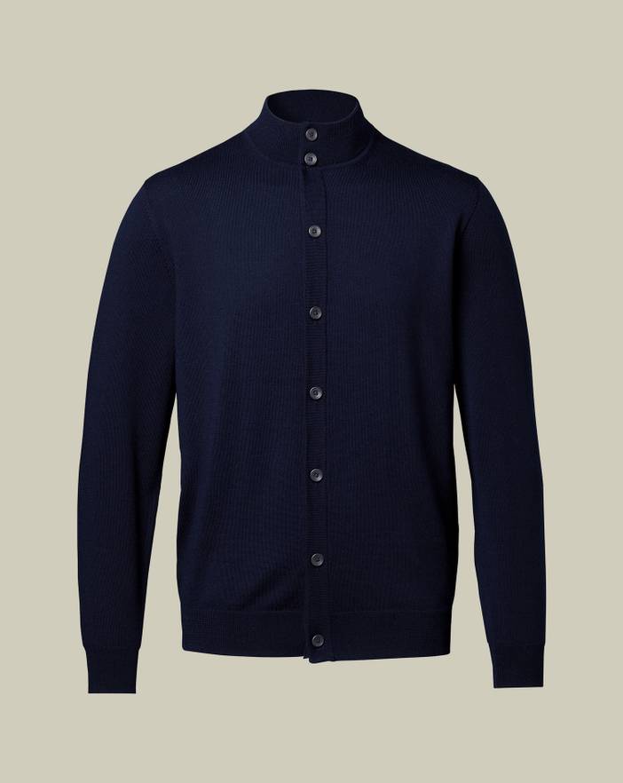 Men's Charles Tyrwhitt Merino Button Through Funnel Neck Cardigan | Charles Tyrwhitt