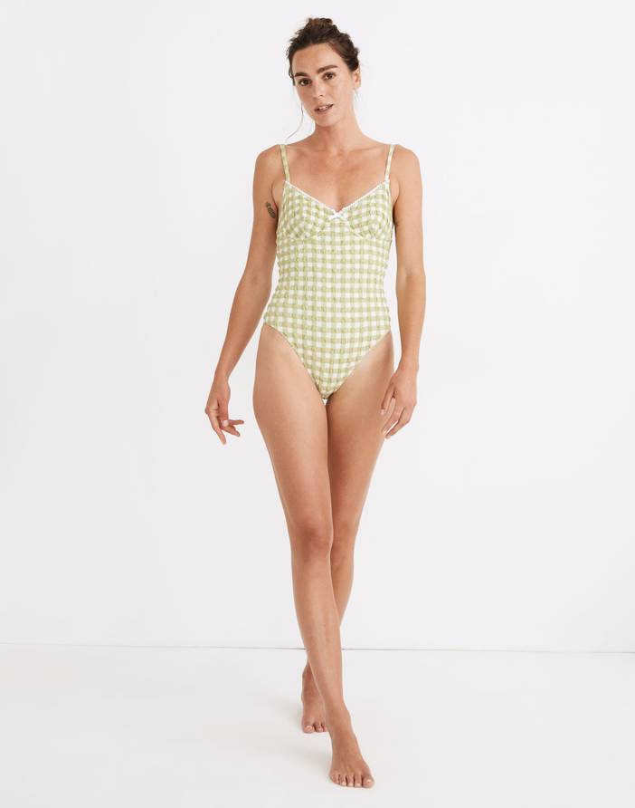 X Solid & Striped® Taylor One-Piece Swimsuit in Textural Gingham | Madewell