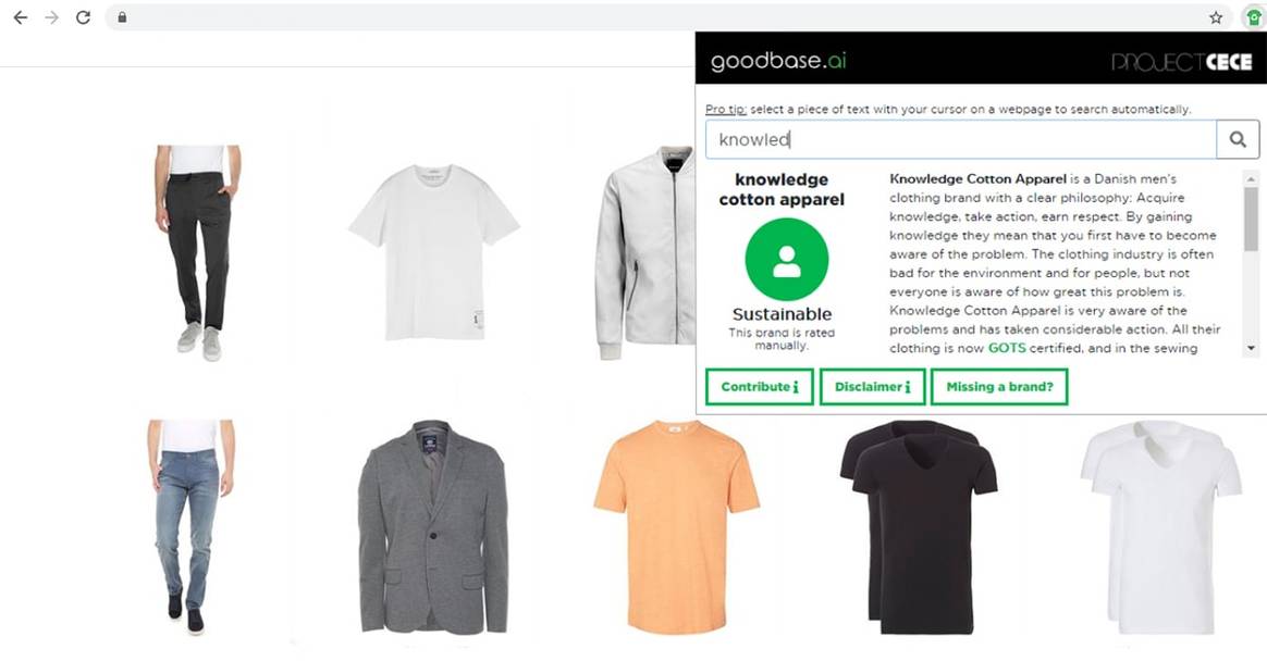 Met deze plug-in kun je tijdens het online shoppen duurzaamheid van kledingmerken beoordelen