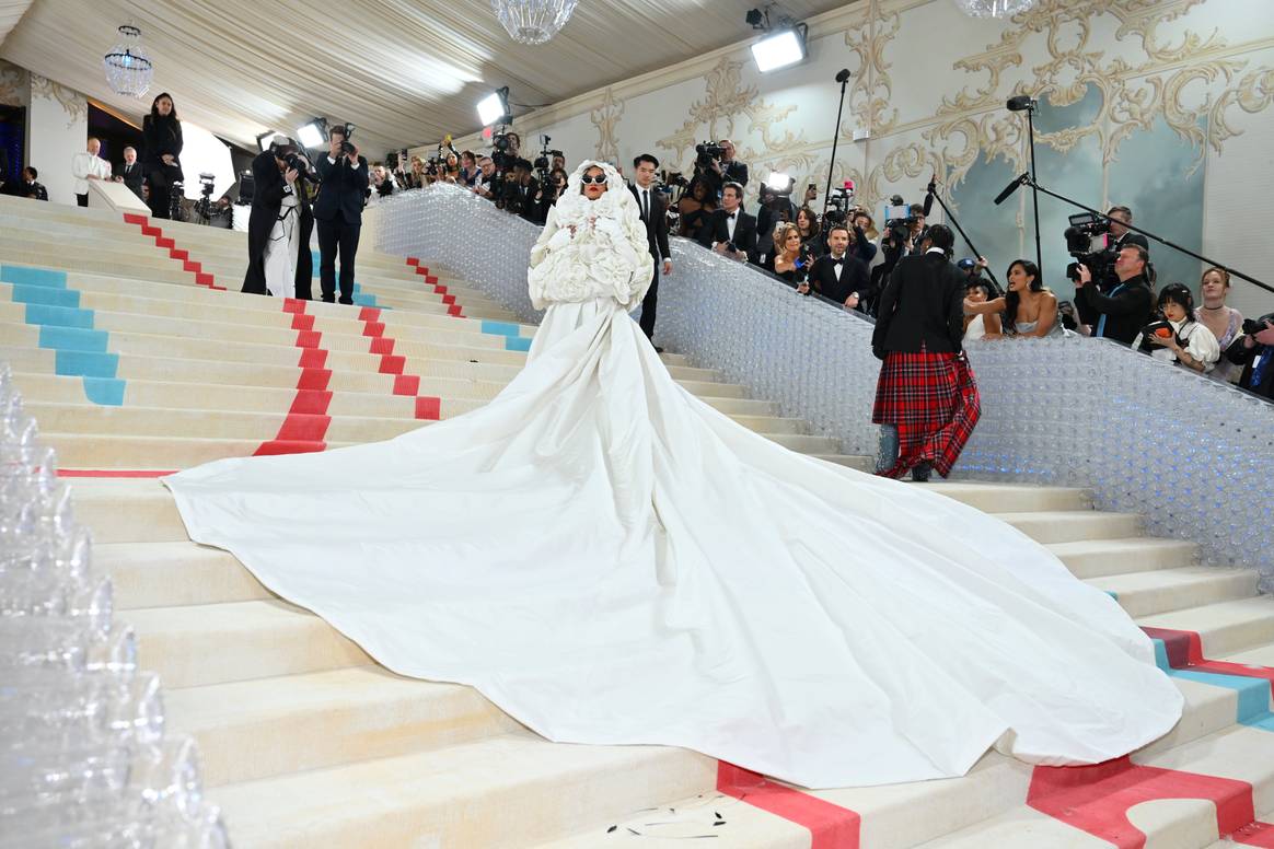 Rihanna in Valentino at the Met Gala 2023.