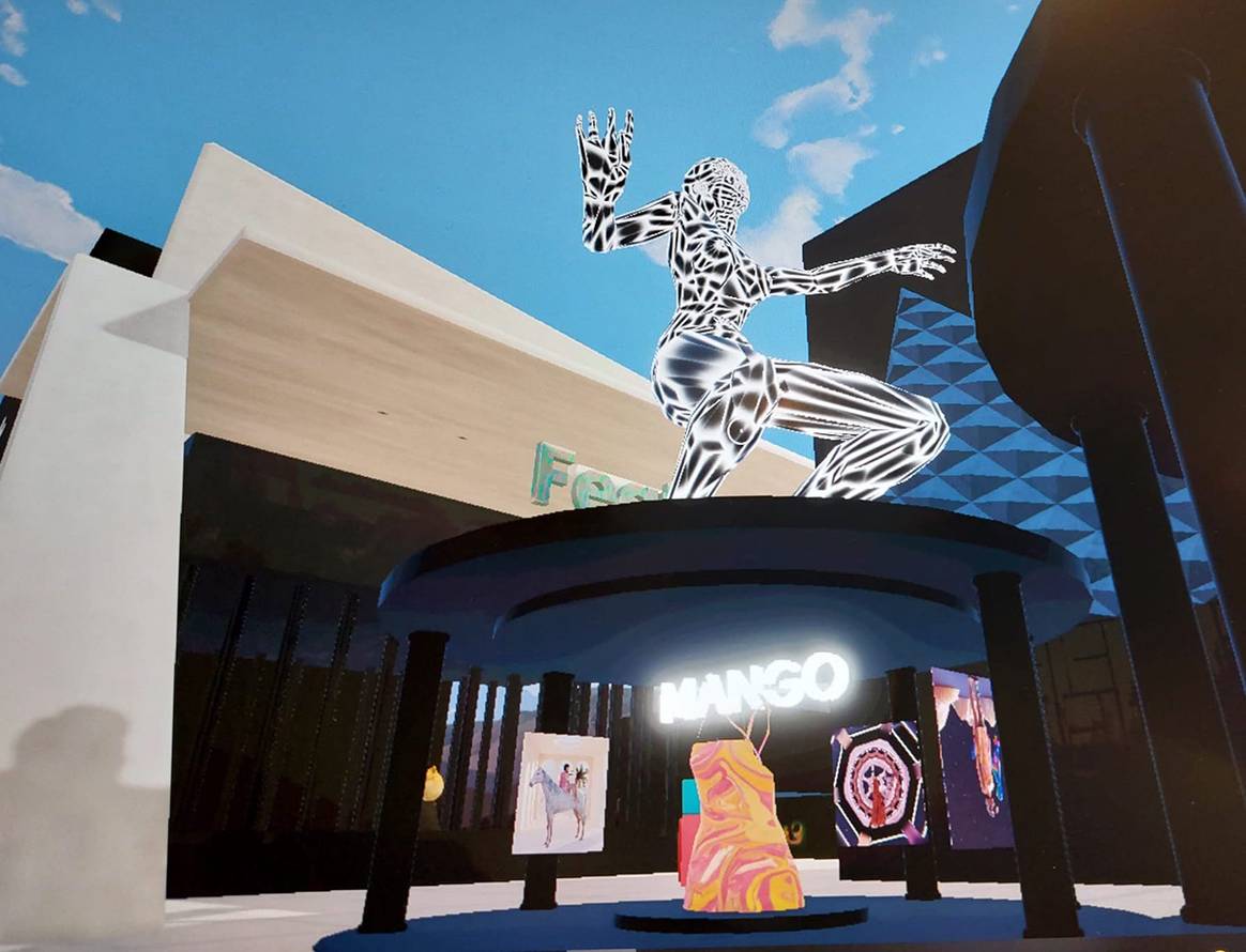 Photo Credits: Espacio expositivo creado por Mango en el Museum District de Decentraland.