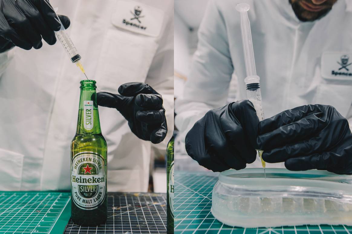 La cerveza se inyecta en la suela de los Heinekicks | Imagen: Heineken