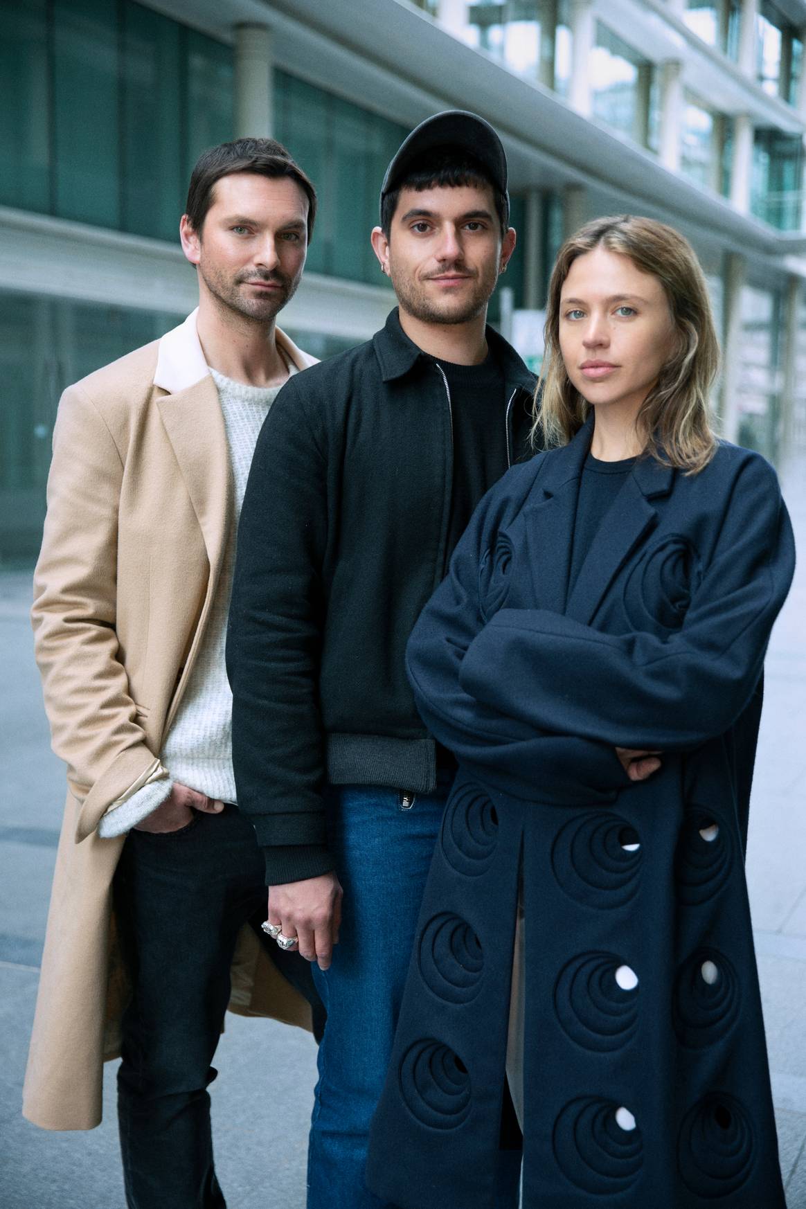 Marc Beyney-Sonier, artistic director of The Kooples Art Prize, Thomas Conchou, guest curator, and Emily Marant, director of The Kooples Art Prize, image courtesy of Jean du Sartel Heintz - The Kooples