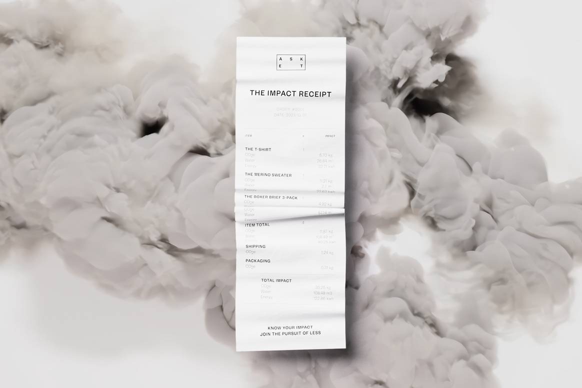 Full transparency: Swedish label Asket's ‘Impact Receipt’.