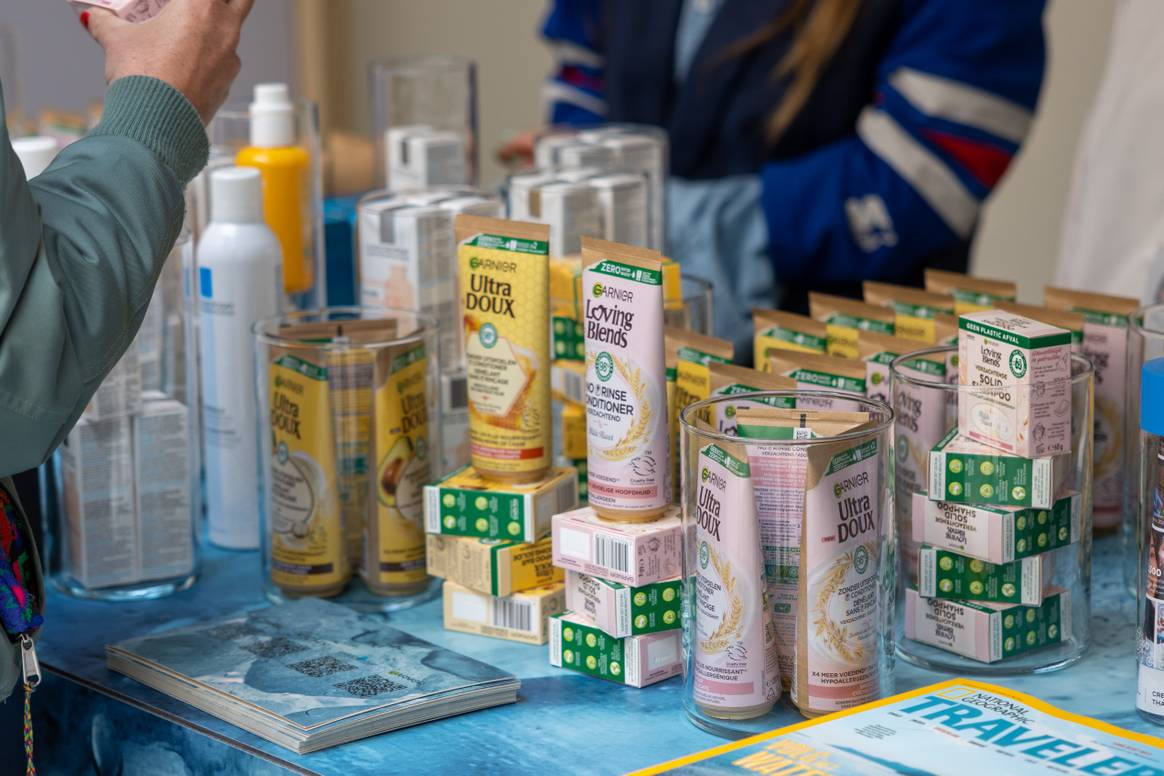 L'Oréal Group brand products displayed at the company's
Beauty and Water Experience in its Benelux headquarters. Image:
L'Oréal