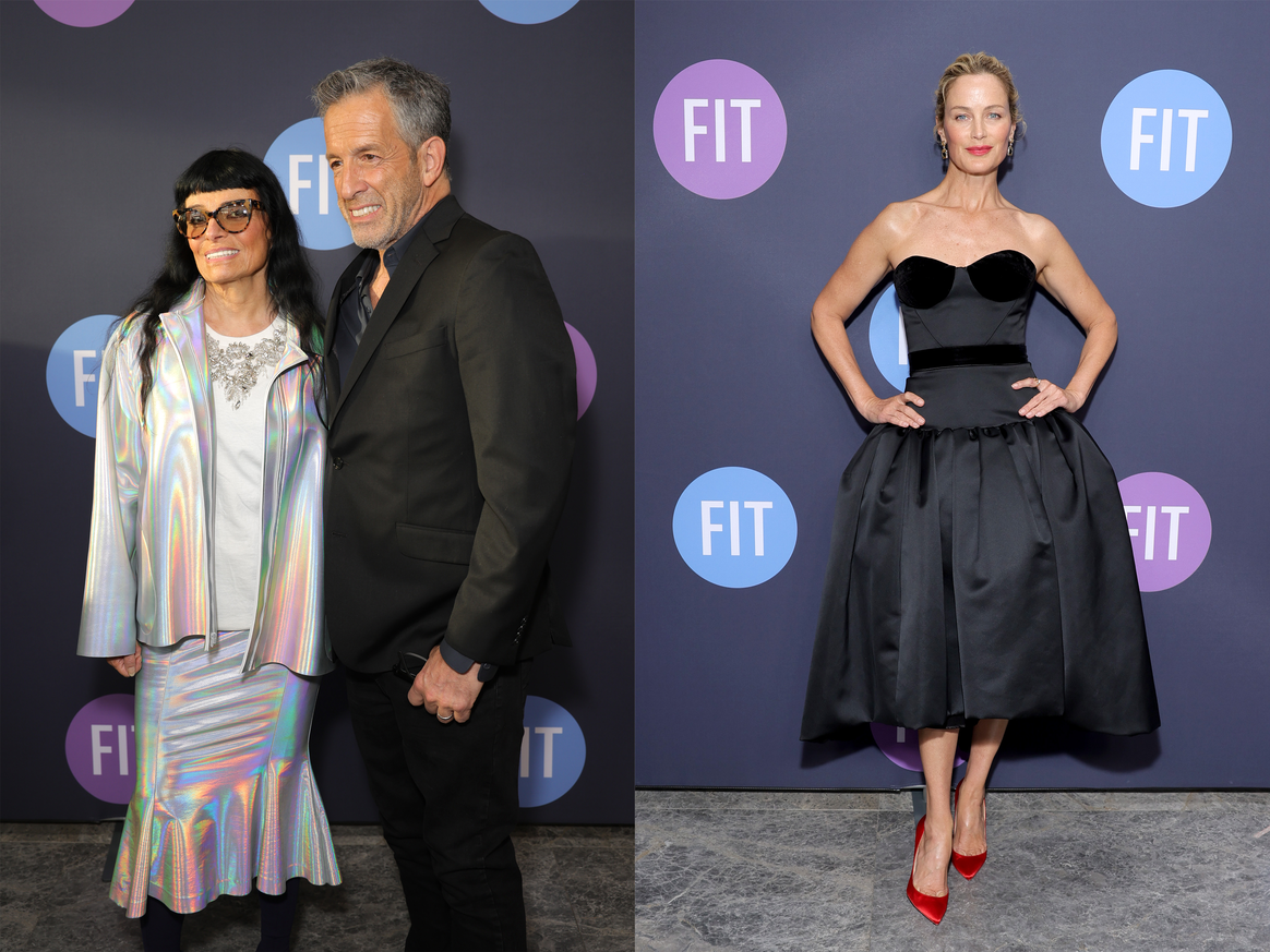 L-R Norma Kamali with Kenneth Cole, Carolyn Murphy at FIT