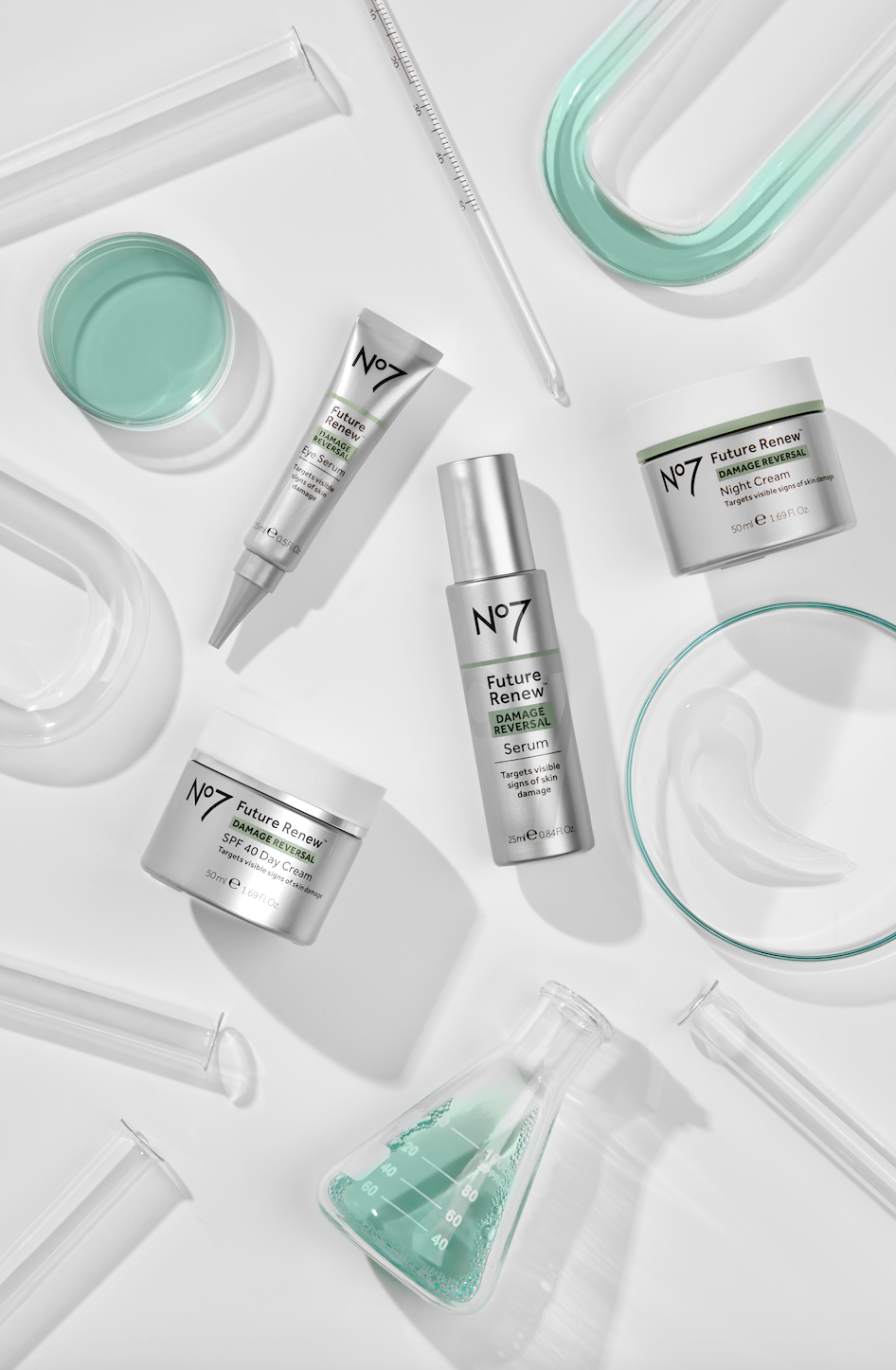 Image: No7; No7 Future Renew Damage Reversal skincare collection