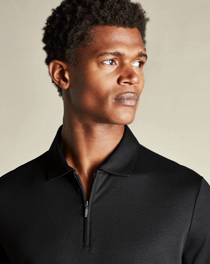 Men's Charles Tyrwhitt Zip-Neck Jersey Polo Shirt | Charles Tyrwhitt