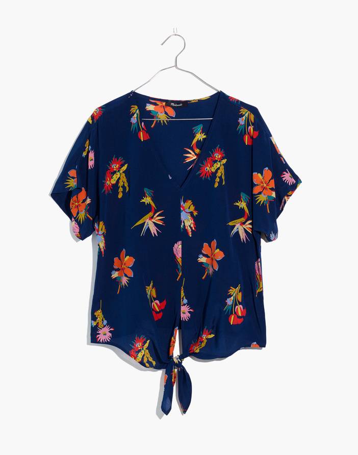 Silk Novel Tie-Front Top in Bird of Paradise | Madewell