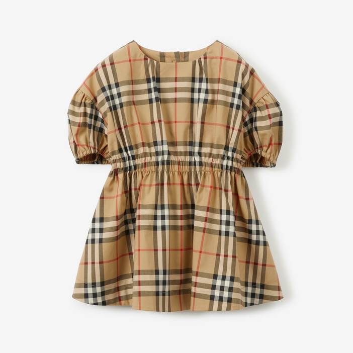 Childrens Check Stretch Cotton Dress | Burberry