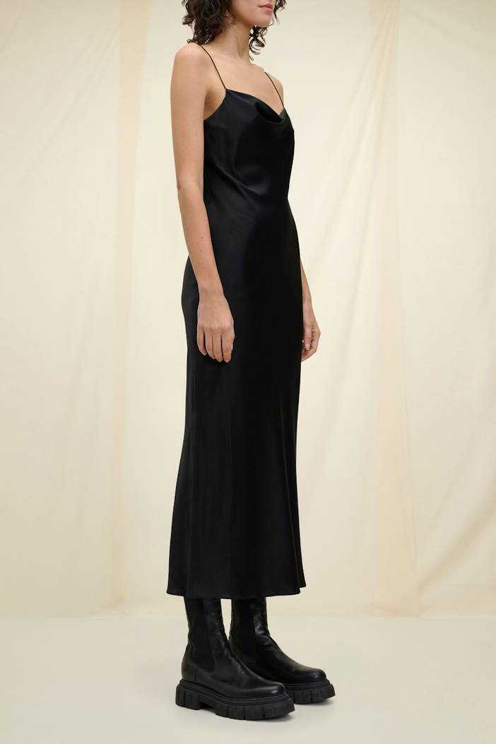 Loosely fitted stretch silk-satin midi-dress | dorothee schumacher