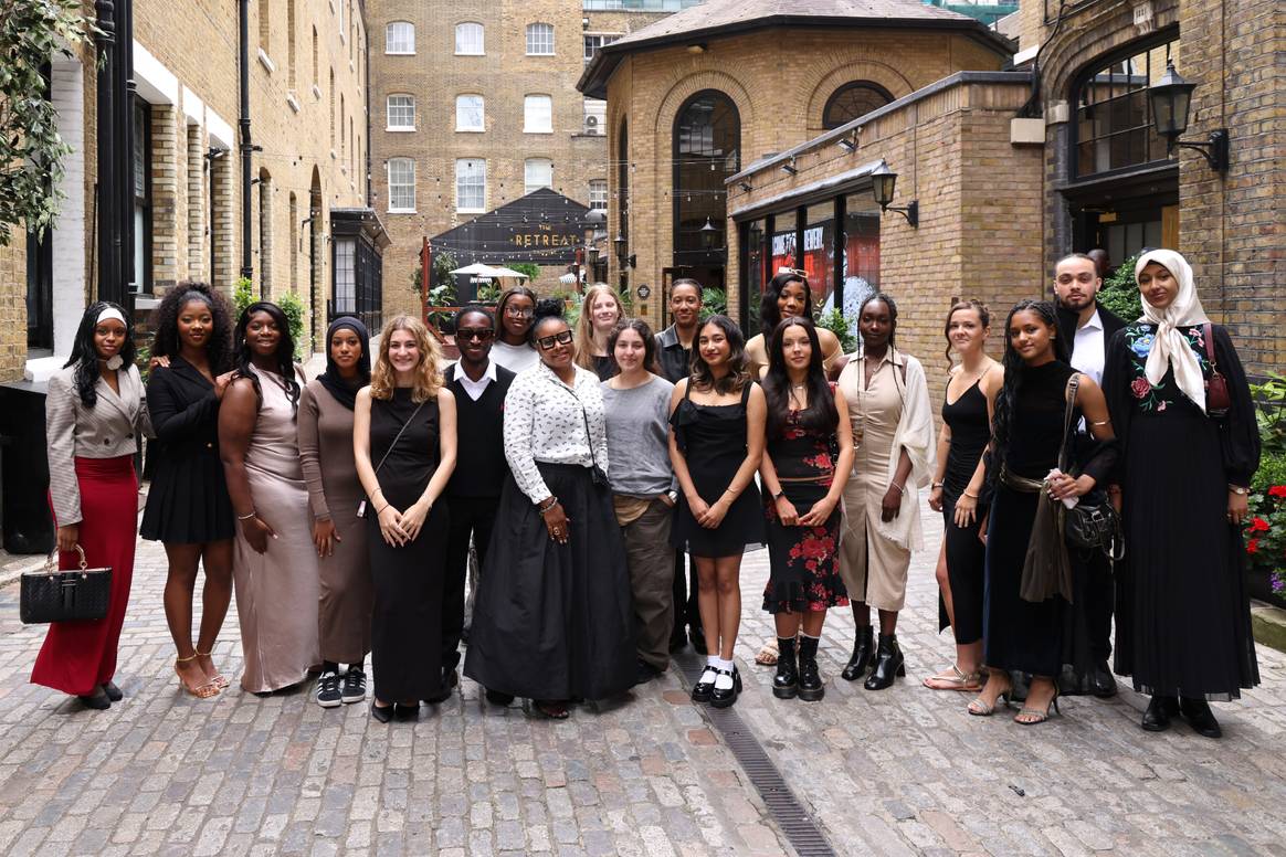 Kurt Geiger Business by Design Academy students with Sophia Johnson.