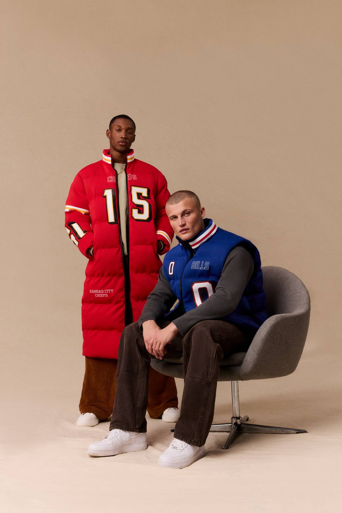 Off Season debut collection of licensed NFL puffer vests, jackets and long coats