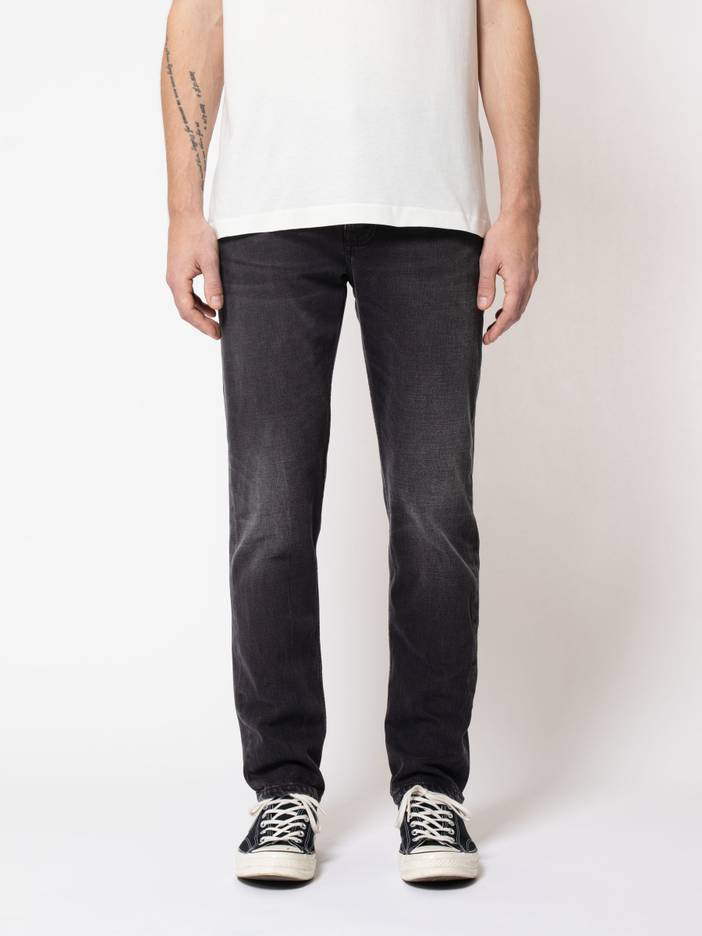 Steady Eddie II Black Change Mid Waist Regular Tapered Leg Men's Organic Jeans W24/L28 Sustainable Denim | Nudie Jeans