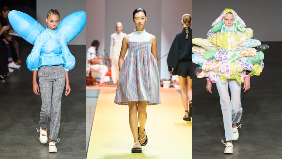 According to Christine Boland's SS26 forecast, ‘Artistic Intelligence’ theme has a surreal touch. Anrealage SS25, CFCL SS25.