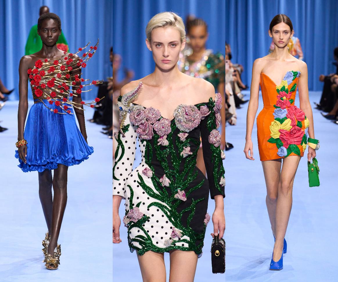 Looks uit de Balmain SS24-collectie, waarvan een deel enkele dagen voor de show werden gestolen.