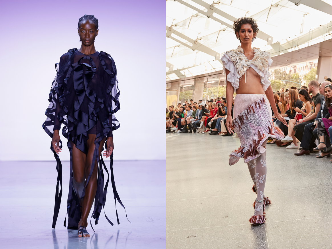 Left Look from FIT's Deborah Won and Right Parsons' Nan Jiang