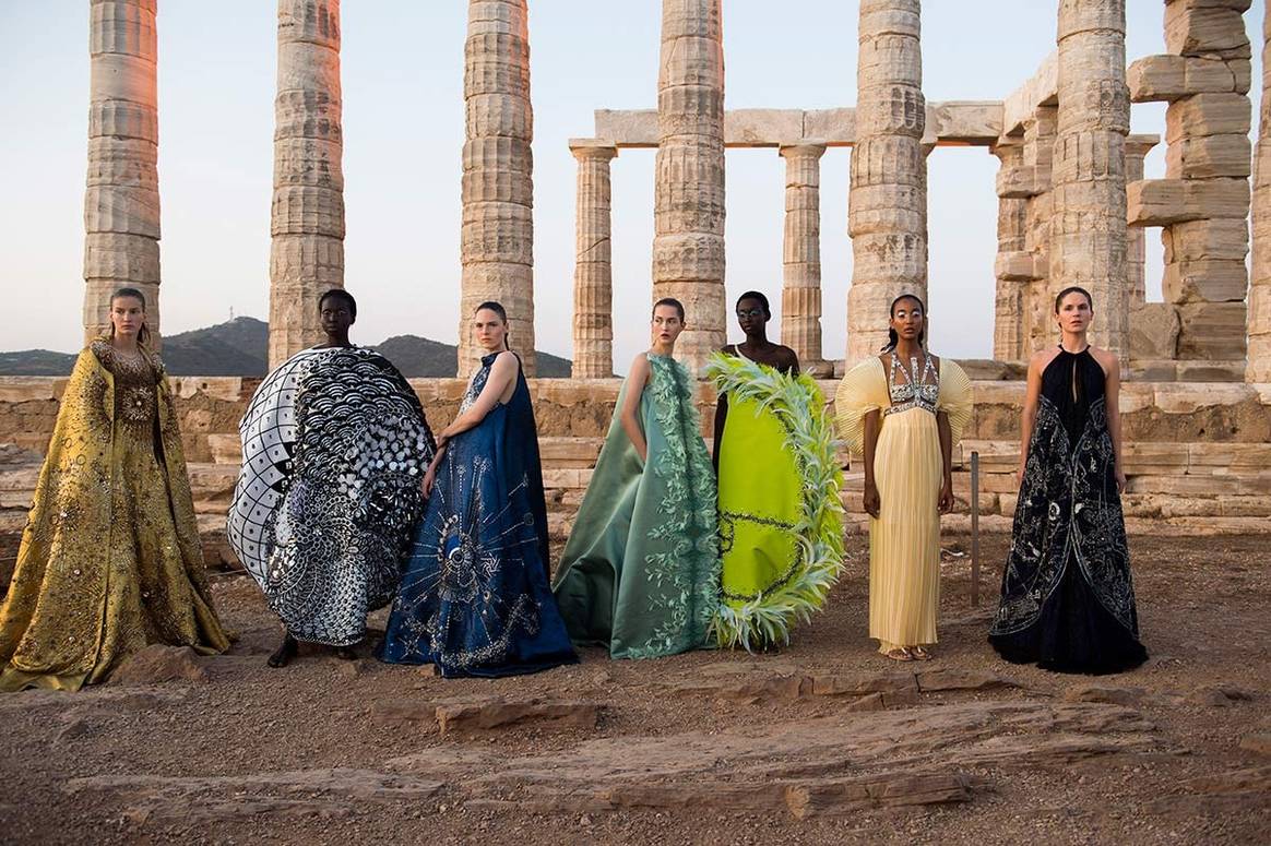 Mary Katrantzou SS20 show at Greece's Temple of Poseidon