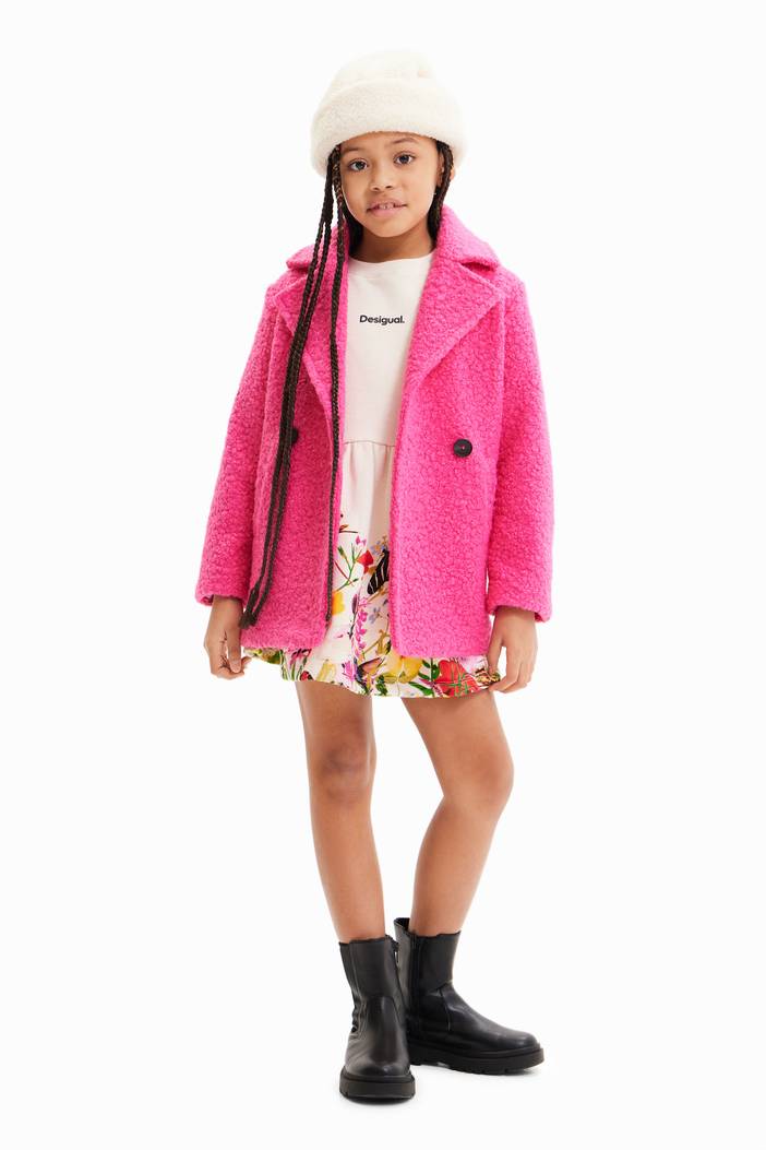 Double-breasted bouclé coat | Desigual