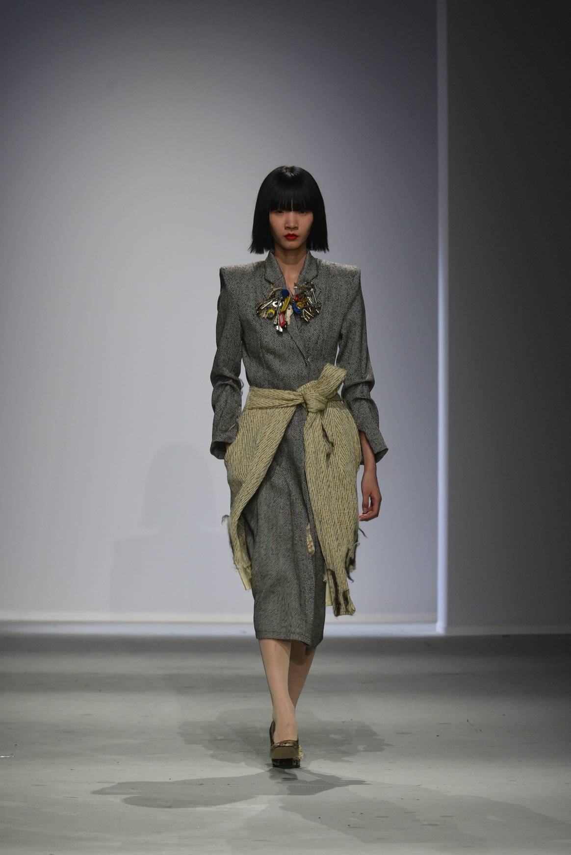 A look from Gabriele Mascolo's collection at Istituto Marangoni Milan Best Of Fashion Show 2024.