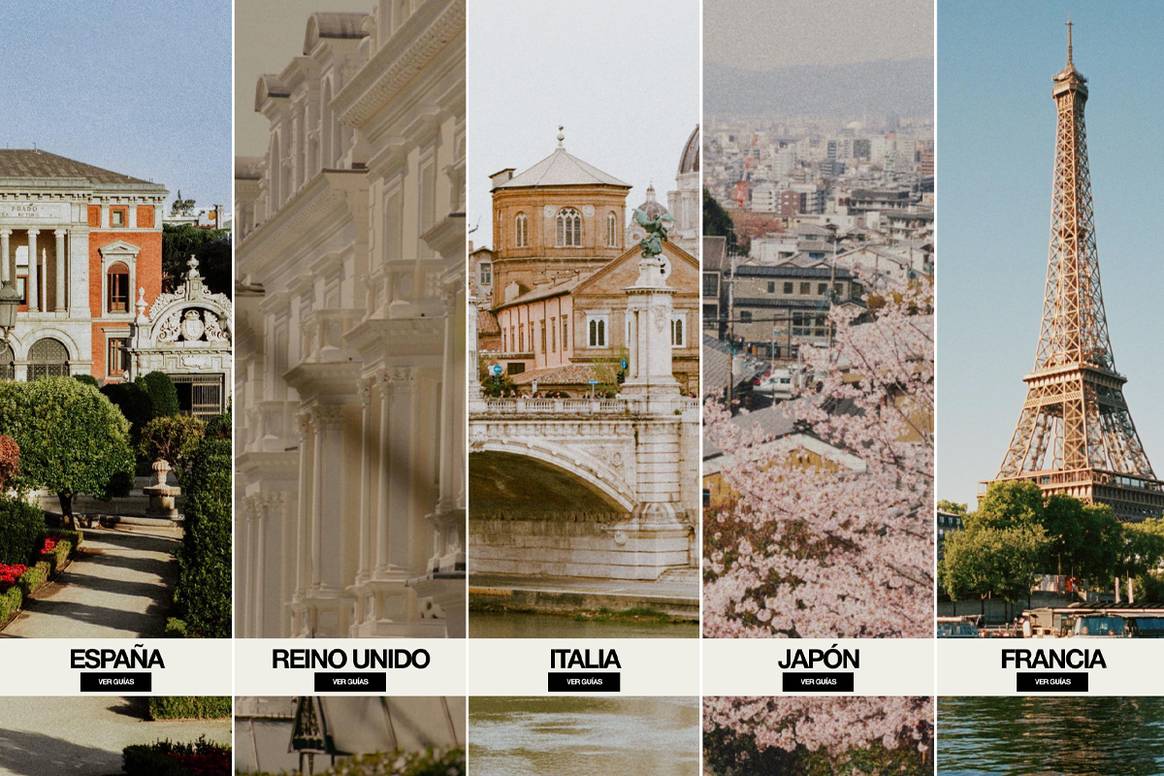 Accesos a las guías (virtuales) del nuevo “Travel Mode” de Zara, para España, Reino Unido, Italia, Japón y Francia.