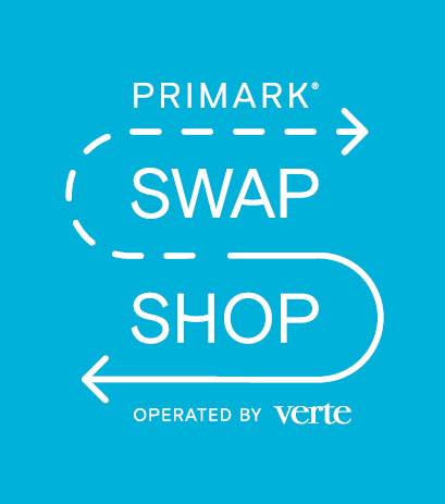 Cartel promocional de la iniciativa “Swap Shop” de pop-ups de Primark y Verte.