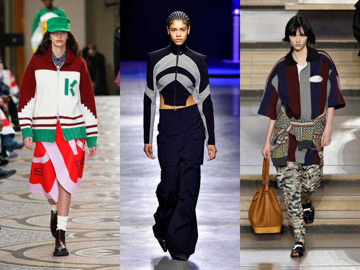 Looks aus den HW22/23-Kollektionen von Kenzo, Annakiki und Louis Vuitton (von links nach rechts). Bilder: Kenzo, Annakiki, Louis Vuitton via Catwalkpictures